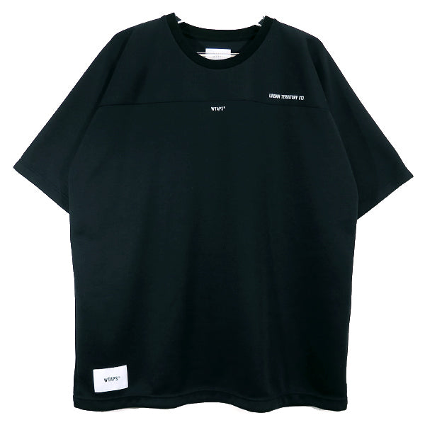 WTAPS ダブルタップス 22SS QB/SS/POLY 221ATDT-CSM21 クォーターバック ショートスリーブ クルーネック フットボール Tシャツ ブラック 半袖 カットソー