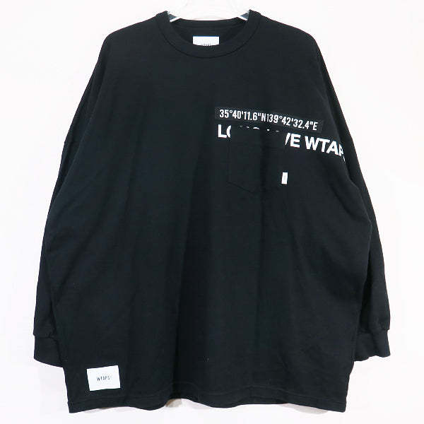 WTAPS ダブルタップス 22AW WTUBE/LS/COTTON 222ATDT-CSM11 ポケット ロングスリーブ Tシャツ ブラック ロンT