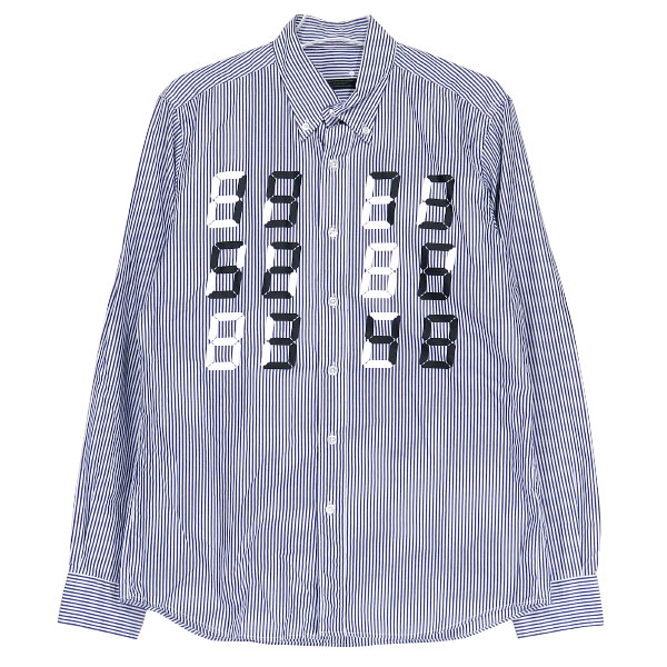 ソフネット SOPHNET. シャツ x 宮島達男 18AW COUNTER B.D SHIRT SOPH-189164 ボタンダウン シャツ ネイビー ストライプ 長袖シャツ