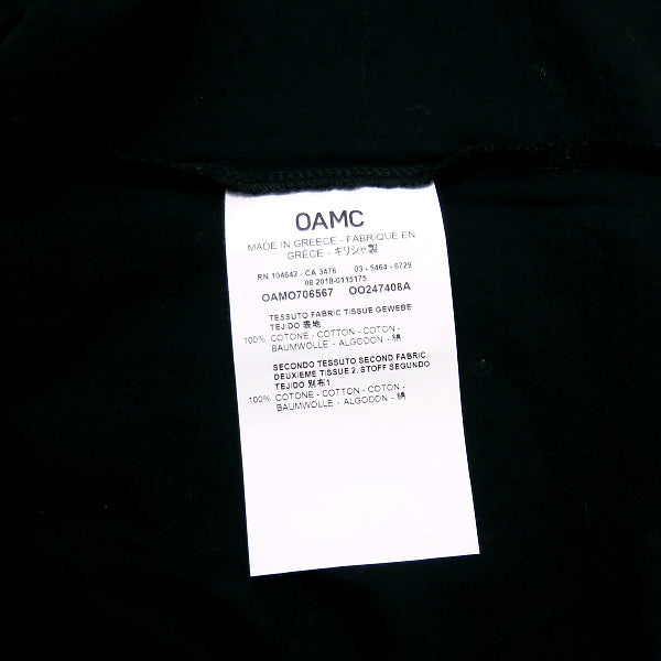 OAMC オーエーエムシー SCHULE TEE OAMO706567 OO247408A シューレ Tシャツ ブラック ショートスリーブ 半袖