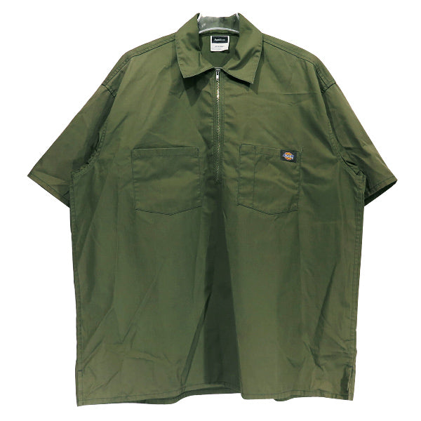 Fresh Service フレッシュサービス x Dickies ディッキーズ SHORT SLEEVE 1/2 ZIP FSW-19-SH_01 ショートスリーブ ハーフジップ シャツ カーキ 半袖