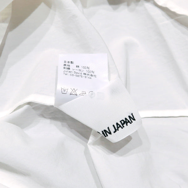 JULIEN DAVID ジュリアン デイヴィッド WAVINGロゴ刺繍シャツ ホワイト 白 長袖 ロングスリーブ