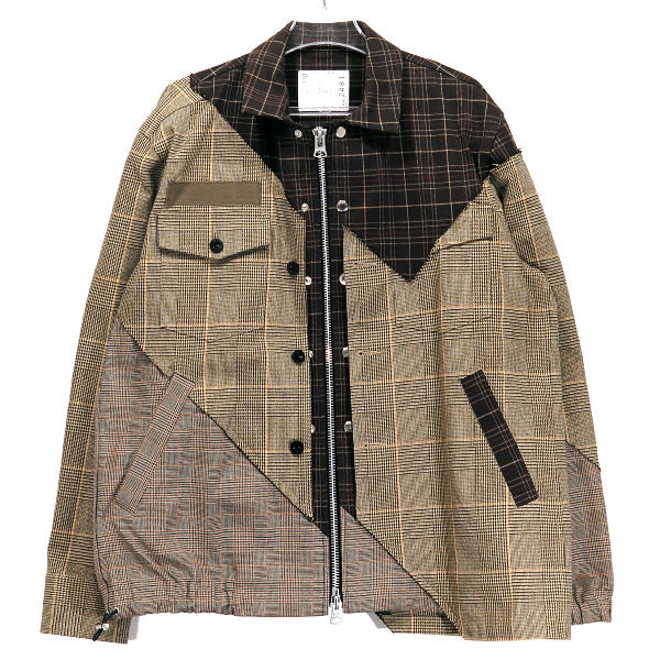 sacai CHECKED PANELLED JACKET 21-02481M サカイ チェック パネル