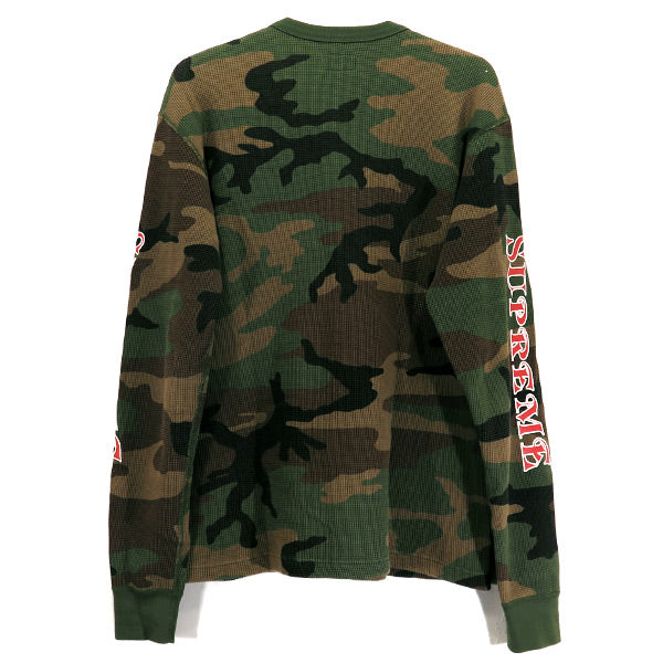 SUPREME シュプリーム 17AW SLEEVE LOGO WAFFLE THERMAL スリーブ ロゴ ワッフル サーマル ロングスリーブ Tシャツ ウッドランドカモ 迷彩 ロンT