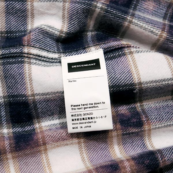 DESCENDANT ディセンダント 19S/S MOSS CHECK LS SHIRT モスチェックシャツ