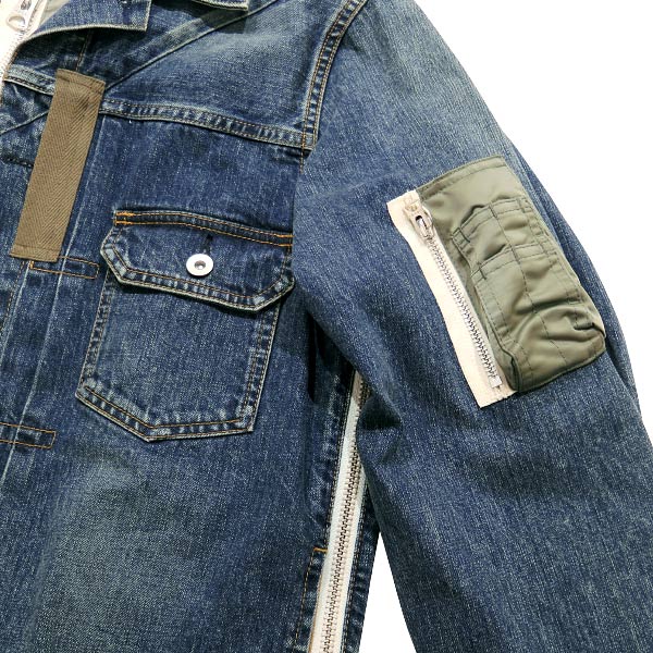 sacai サカイ 21SS DENIM BLOUSON 21-02509M デニム ブルゾン インディゴ カーキ ジャケット アウター ミリタリー