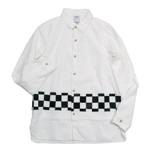 VISVIM ビスビム 17AW LONGRIDER SHIRT CHECKERBOARD BORDER 0117205011018 ロングライダーシャツ チェッカーボード ホワイト 長袖 ロングスリーブ