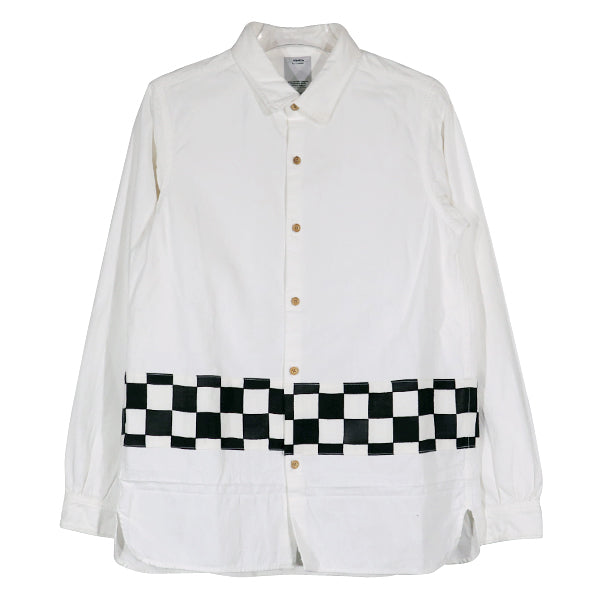 VISVIM ビスビム 17AW LONGRIDER SHIRT CHECKERBOARD BORDER 0117205011018 ロングライダーシャツ チェッカーボード ホワイト 長袖 ロングスリーブ