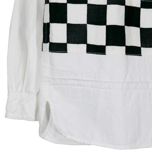 VISVIM ビスビム 17AW LONGRIDER SHIRT CHECKERBOARD BORDER 0117205011018 ロングライダーシャツ チェッカーボード ホワイト 長袖 ロングスリーブ